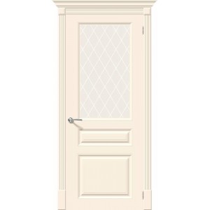 Дверь межкомнатная покрытая эмалью Модель №15 цвет кремовый